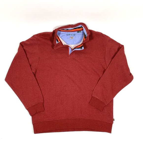Orvis Sweater Men’s Large Quarter Zip Red, Cotton - Picture 1 of 7